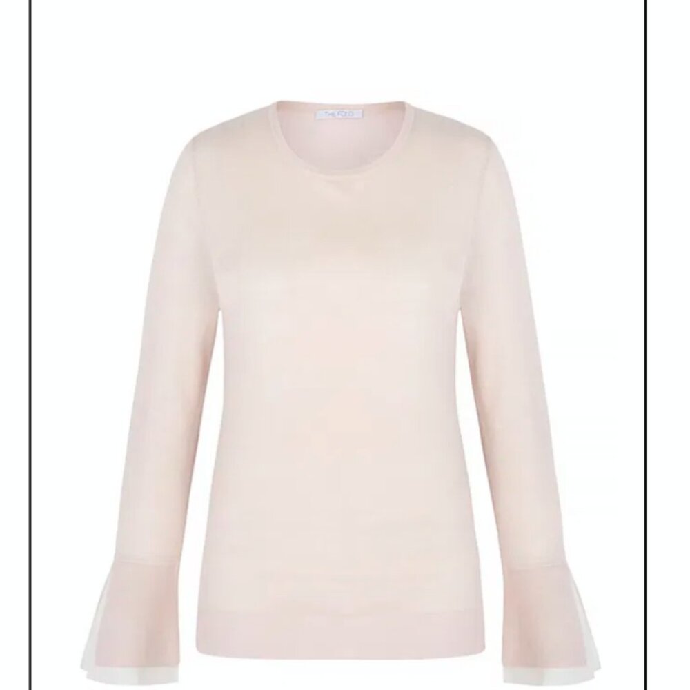 The Fold Londen Silk Cuff Sweater in Ivory - Size M